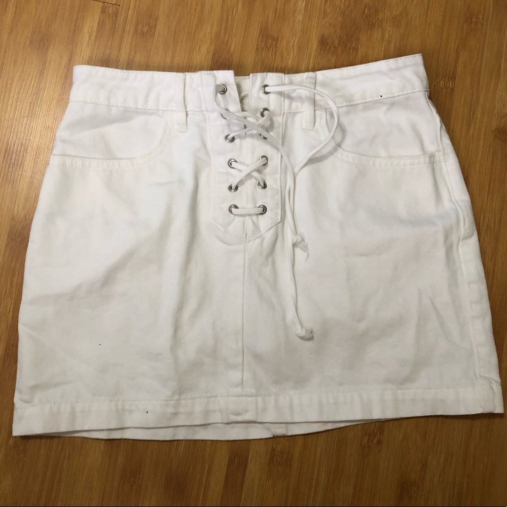 White denim PacSun skirt Kendall and Kylie